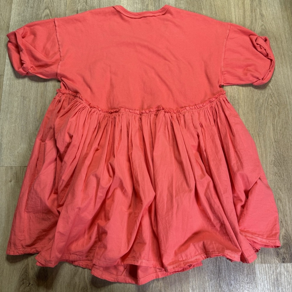 Free People Catalina Mini Dress Tunic Radiant Watermelon Babydoll Summer Small - Picture 3 of 4